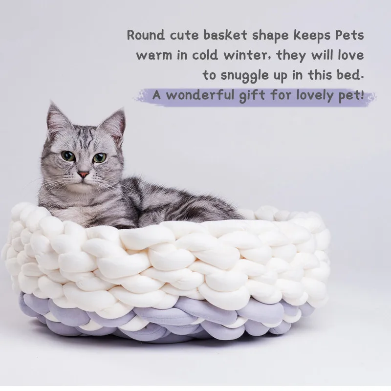 Design Pet Beds Thick Cotton Rope Dog Nest Hand-woven Basket 2024 DIY New Trade Assurance Pet House Cat House Breathable 50 Pcs