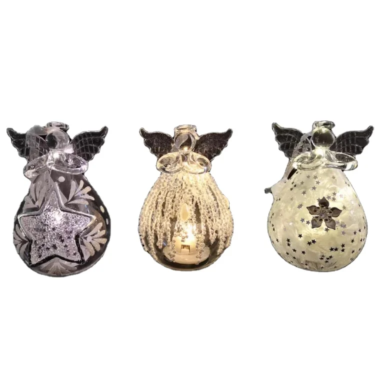 Clear Christmas Decoration Glass Angel Ball LED Light
