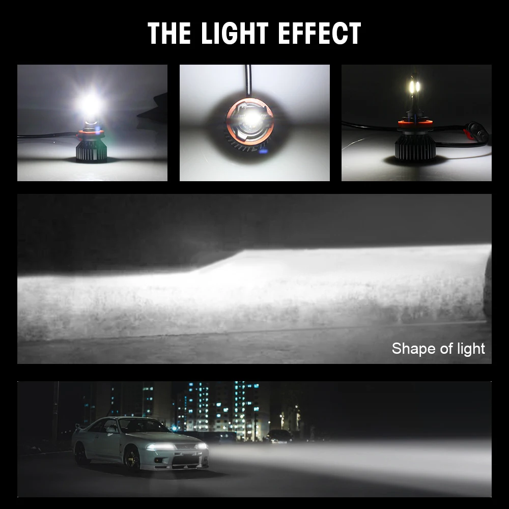 Waterproof new v6 led car light bulb 6000k h4 h7 h11 9005 auto headlamp f2