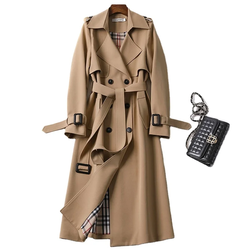 Wholesale Custom Warm Winter Pocket Trench Slim Jacket Women Coats