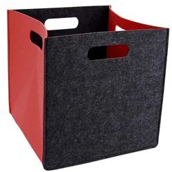 Square Foldable Cube Felt Toy Storage Organizer Baskek Box With Handles