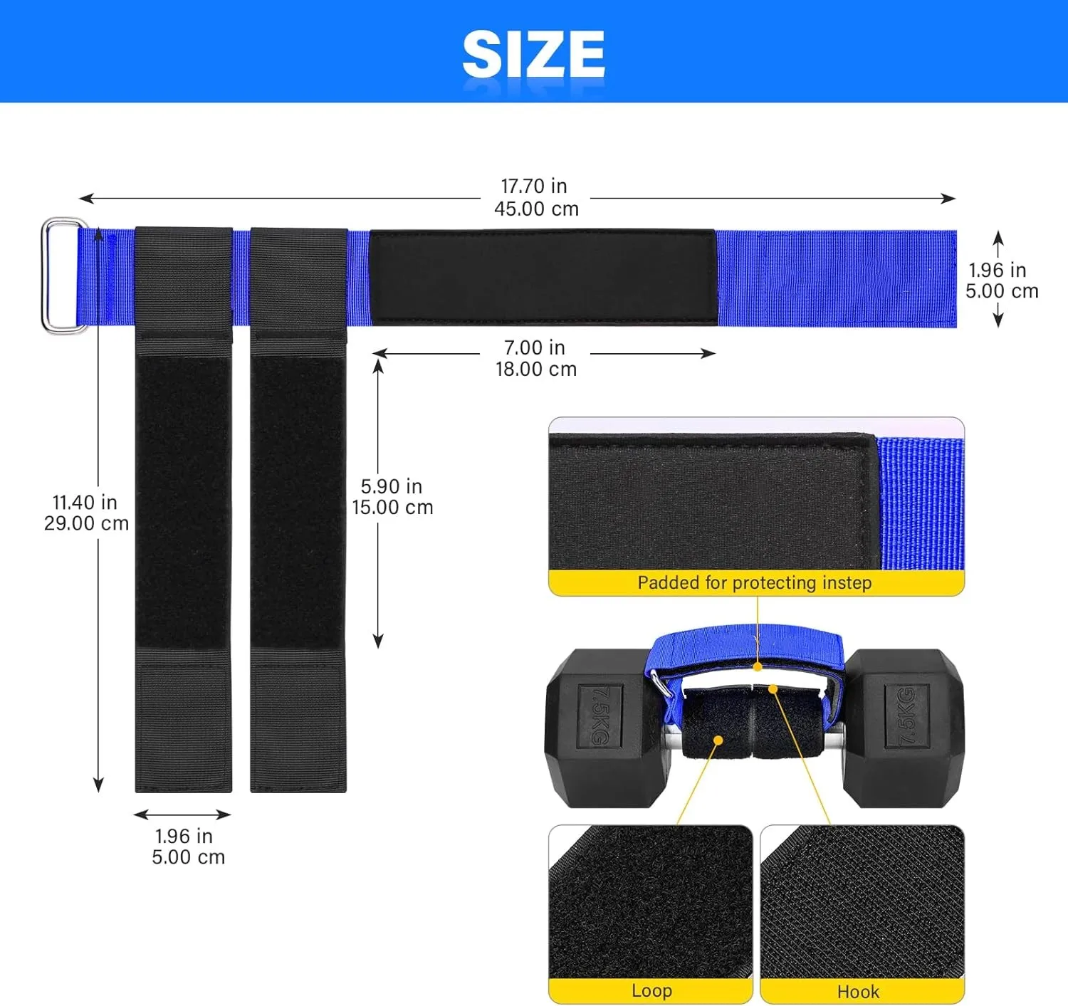 Wellshow Sport Tibialis Trainer Exercises Adjustable Ankle Strap Dumbbell Attachment for Feet Relieve Leg Pain