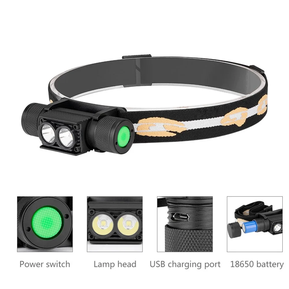 Headlamp Led Head Light Rechargeable Running Lights  Waterproof Fog Camping Sensor Led Headlamps For Hunting