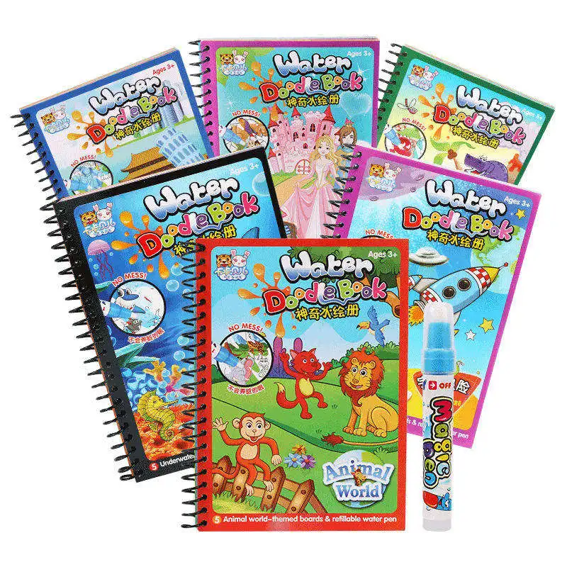 New Design hardcover printing Reusable Coloring activity chart Book Magic Water Drawing Book Early Education Toys For Kids
