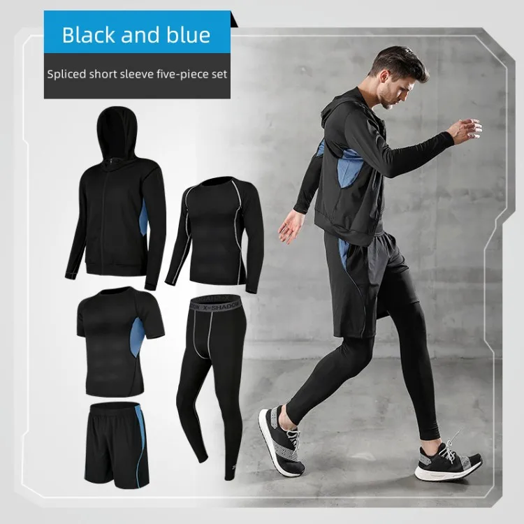 Men Tracksuits Training&Jogging Wear Compression Quick-dry Sportswear Men 5pcs Fitness Custom Gym Clothing 5pcs Set