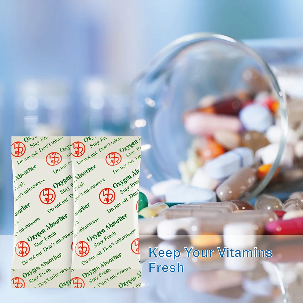  Сохраняет свежесть пищевых продуктов в герметичных пакетах Кислородные поглотители 2000 куб.