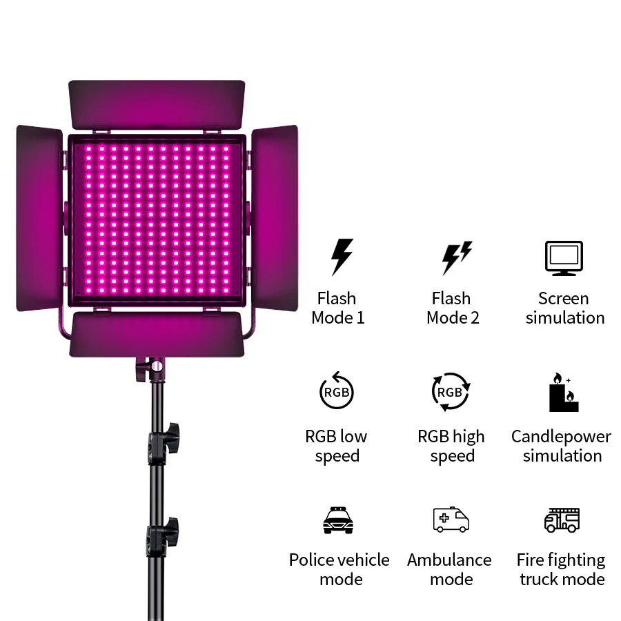 Professional RGB photography lighting led panel video light app control 60W 7500lm 504 leds 3200-7500K Ra96+ 9 preset effects