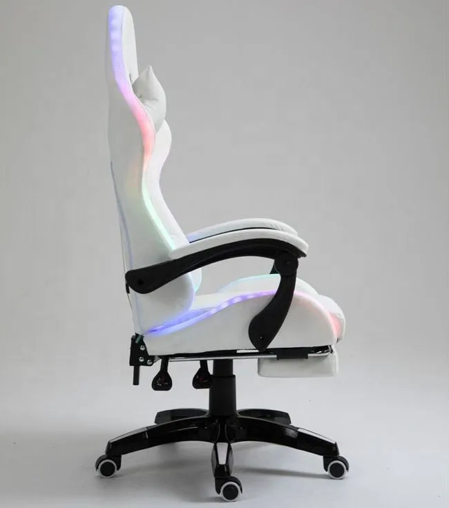 Pink led rgb computer PC game chair gaming pu leather silla gamer massage racing gaming chair with lights and speakers