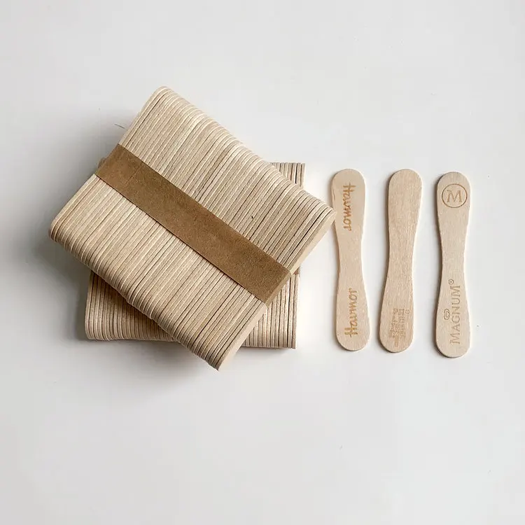 Экологичные деревянные ложки/палочки для мороженого с логотипом