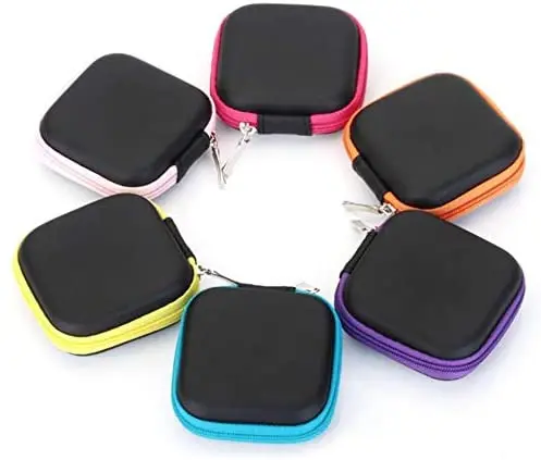 Custom Color OEM Square Storage Box Eva Leather Earphone Hard Empty Tool Case Eva Bag Case With Mesh For Travel