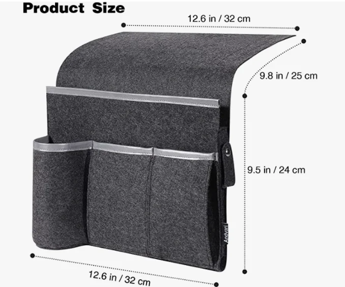 Felt Storage Organizer Hanging Bag Holder with 4 Pockets For Home Bed Sofa