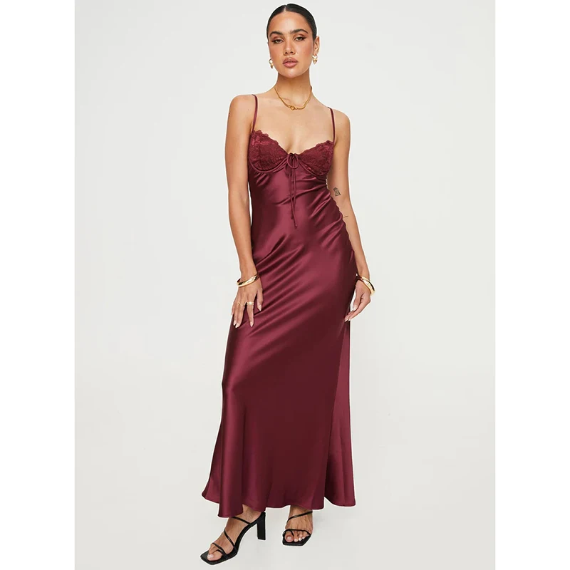 New arrivals Off the shoulder Strapless design sexy trend color Open Back wrapped chest casual Tiered skirt Maxi dress