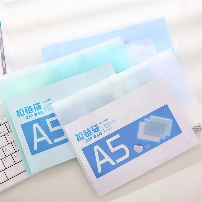 customized Wholesale A4 A5 PVC Plastic Waterproof Clear frosted Envelope  Document Bag Mesh Zipper Pouches