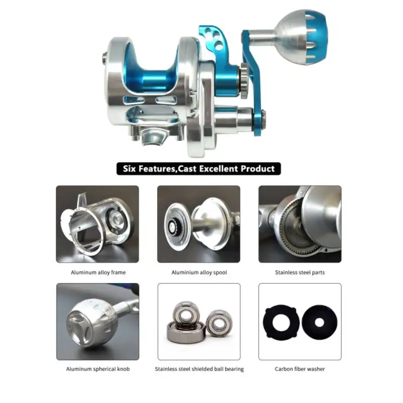
Great low price stainless steel gears bait runner one way clutch bearing 80w golden heavy bass automatic aluminum fishing reels 