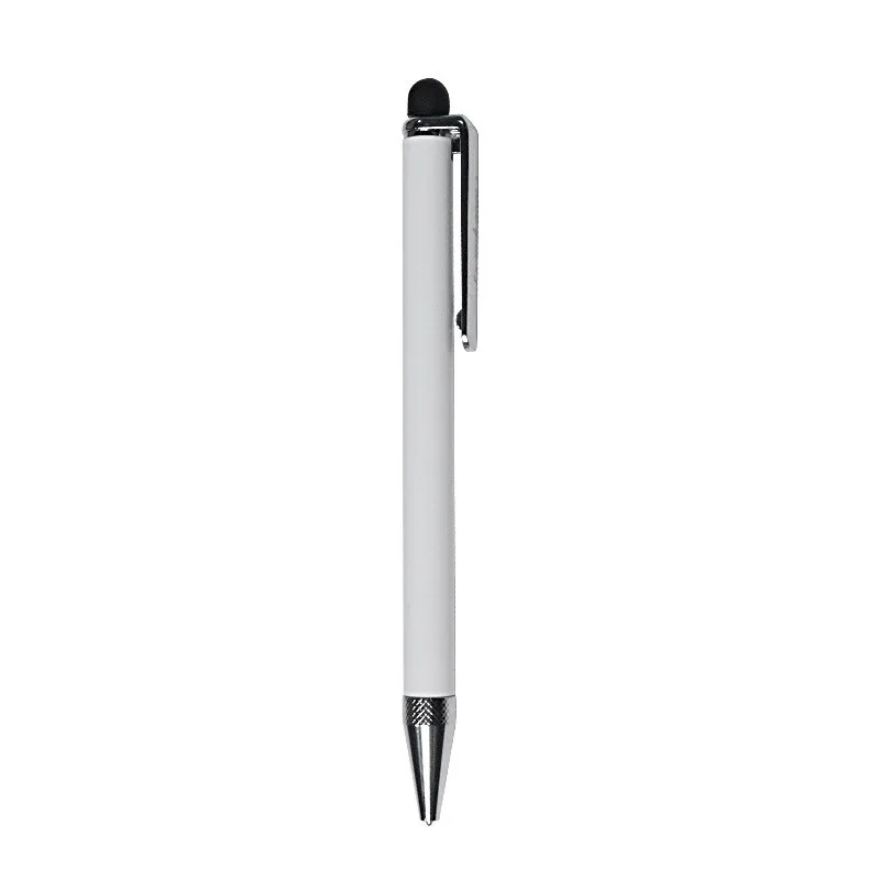 New Arrival White Blank Sublimation Ballpoint Blank Zinc Alloy Pen With Black Silicone Stopper For Touch Phone Screen School Gif