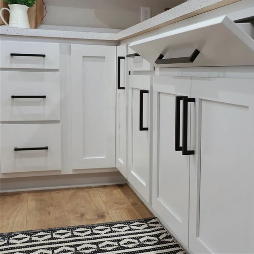 Modern style 8-inch black cabinet door knob stainless steel furniture handle