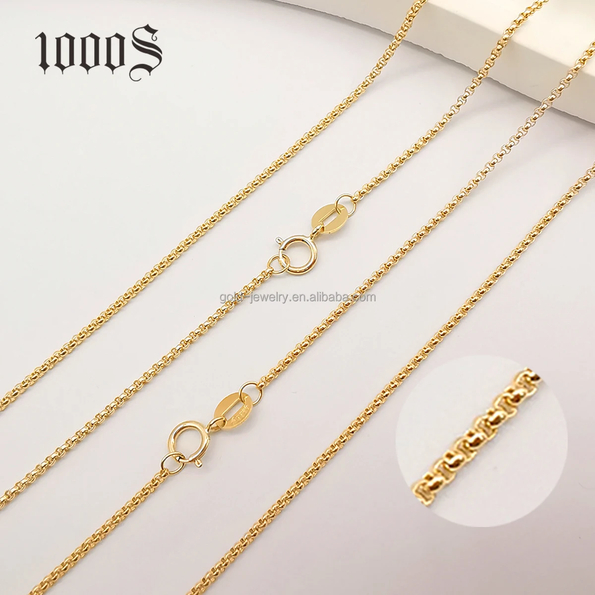 AU585 14k Sold Yellow Gold Rolo Chain Necklaces DIY Round Link Chains Wholesale