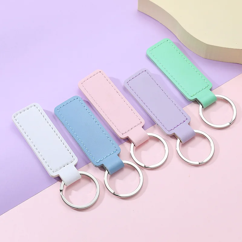 Wholesale Blank PU Leather Keychain  Custom Logo Leather Key Chain