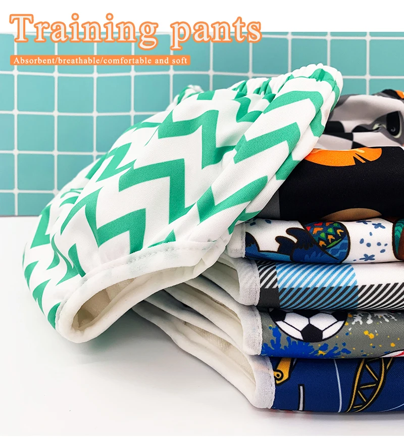 Тканевые трусики для подгузников, многоразовые мягкие дышащие водонепроницаемые детские тренировочные штаны из 100% хлопка