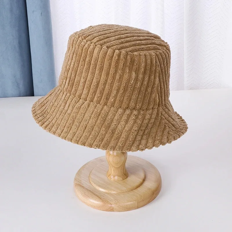 New Corduroy Bucket Hats Women Casual Fisherman Hat Men Autumn Winter Warm Basin Hat Plain Panama Cap