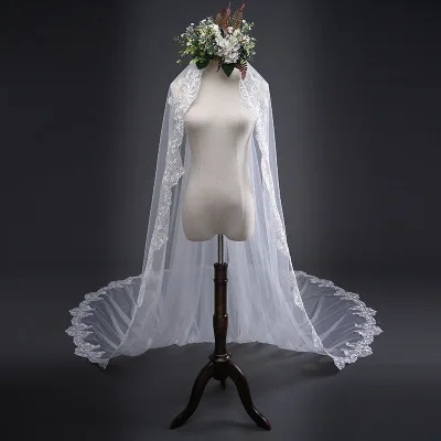 
With Comb Wedding Veil Bride Use Wedding Accessories Lace Edge Bridal Tulle Veil 3*3m 