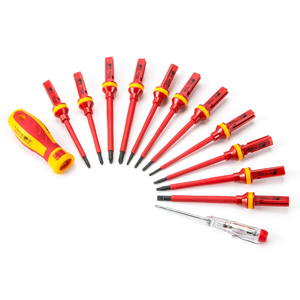 13 pcs isolated 1000 v insulating electrician insulated 1000v VDE screwdrivers set with electric voltage tester