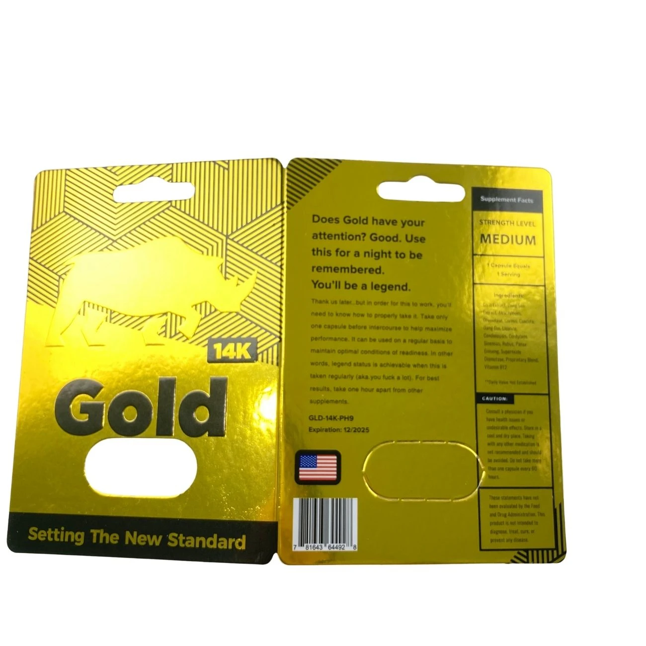 Оптовая продажа таблетки для улучшения мужского полового акта Rhino Gold увеличения пениса с двойным отверстием Серебряное Тиснение внешним