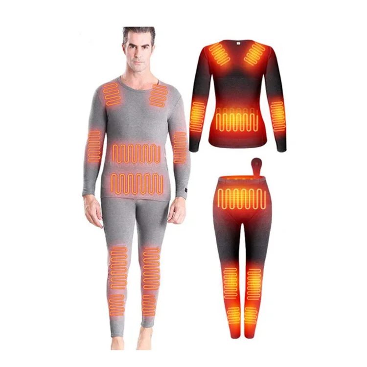 
USB Mens Polyester Thermal Underwear Set Heated Long Underwear 