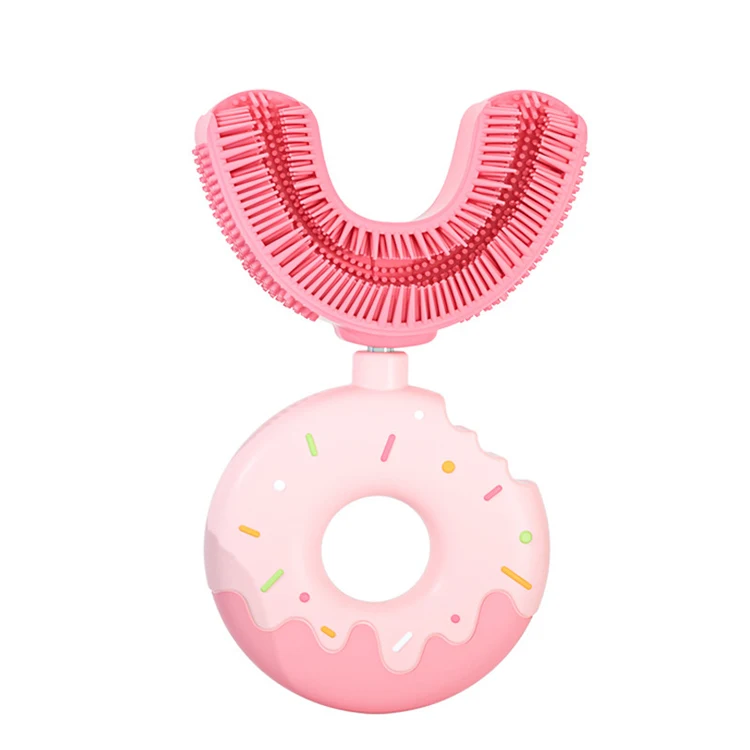 Donut U Shape Whitening Massage Toothbrush Soft Silicone Brush Head 360 Oral Teeth Cleaning Design for Toddlers