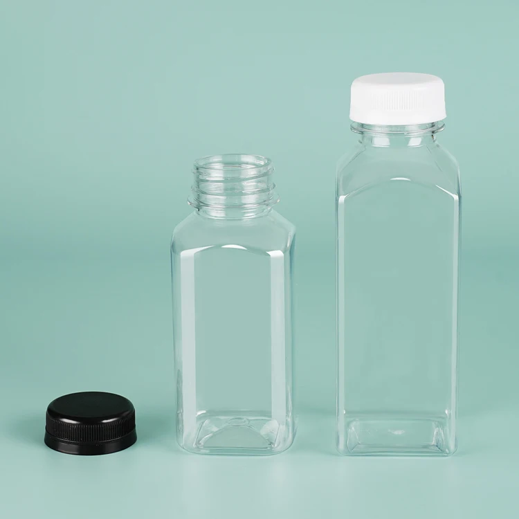 8oz 12oz 16oz Reusable Transparent Disposable Plastic Juice Bottle Beverage Containers Bottles With Screw Cover