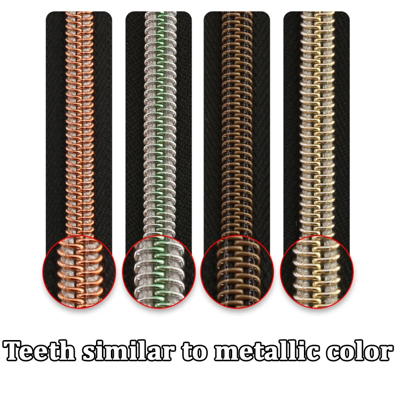Custom hight quality plating colorful teeth 10# 5# nylon zipper coil for bags nylon zipper rolls