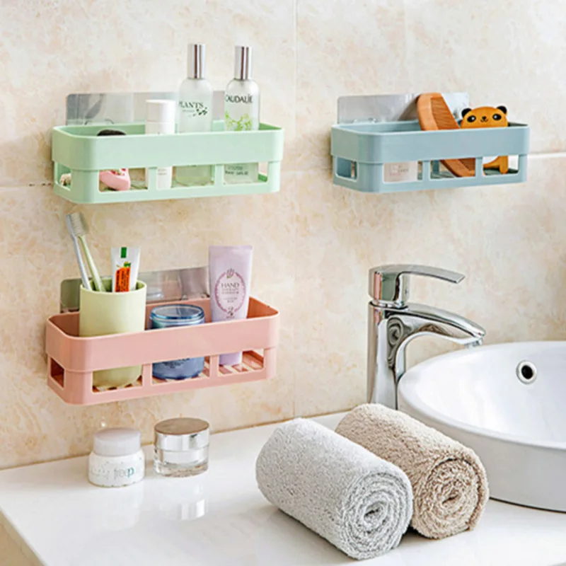 Bathroom Shelves No-drill Shelf bathroom accessories Shower Storage Rack Holder Kitchen Organizer Bathroom Punch Corner Frame