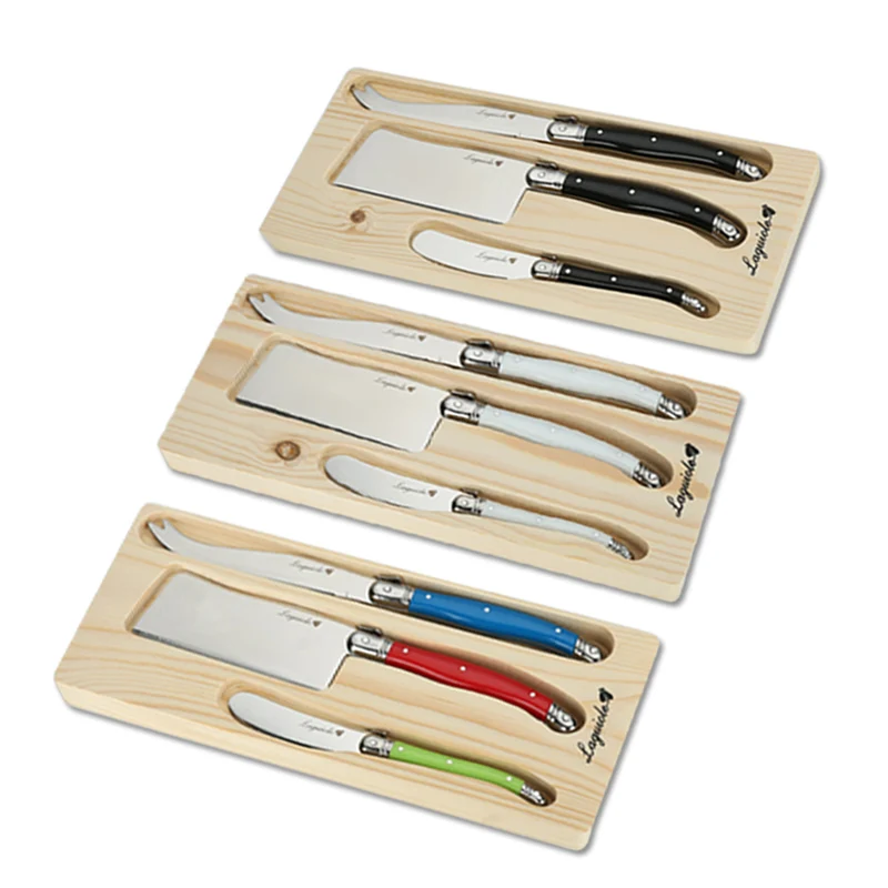 Hot Selling  Price Professional Laguiole Butter Cheese Knives with Plastic Handle Cheese Tools with Gift Box