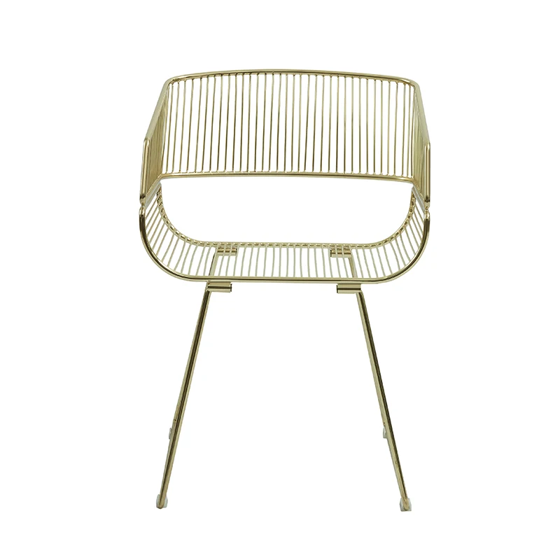 Nordic furniture wire brass metal terrace chair outdoor restaurant dining chairs