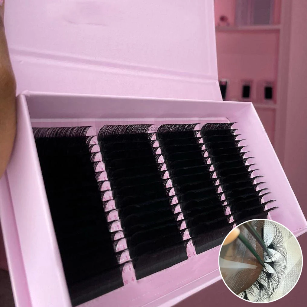 Matte Black Cashmere Eyelash Extension 6 mm Mixed Lash Tray Book Supplier Korean Pbt no Logo Lash Trays