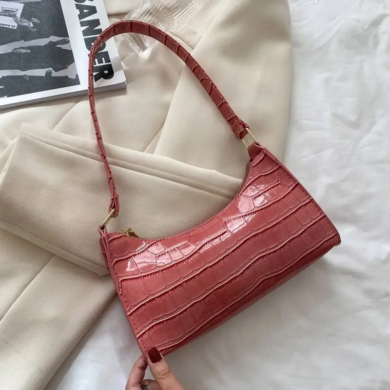 Wholesale Patent Leather Crocodile Shoulder Armpit Bags Ladies Alligator Leisure Underarm Purses Women Small Dumpling Handbags