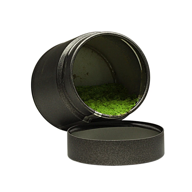 Japanese Style Black Color Small Airtight Spice Can Matcha Tea Tin