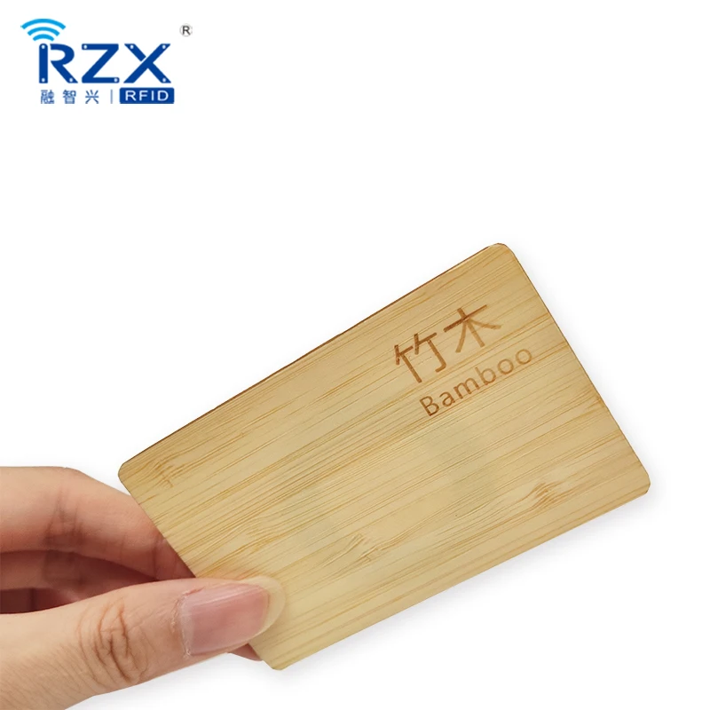 Smart RFID ISO14443A 13.56MHz Waterproof Eco-friendly Bamboo Cards For Hotel Key