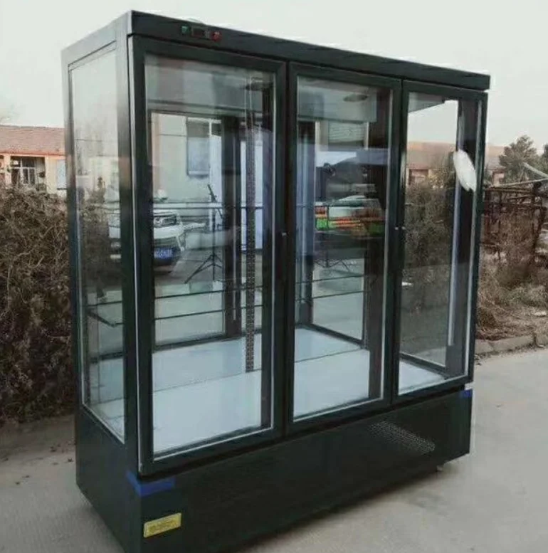 
Three side glass manufacturer custom high quality display round comercial flower refrigerator compressors for sale 
