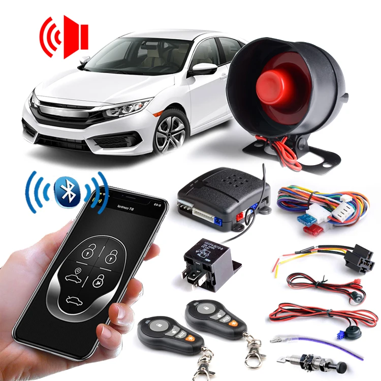 2024 Auto Electronics One Way Car Alarm System Phone APP Remote Control Car Alarm