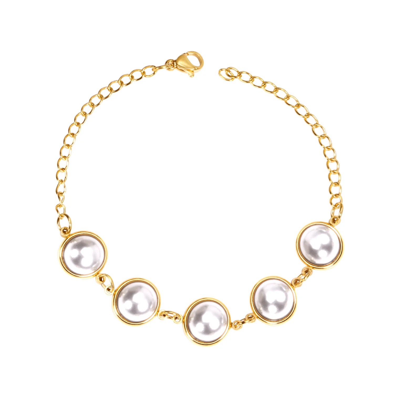 Браслет из циркониевых бусин Cymophane Pearl 18K позолоченный браслет нержавеющей стали для женщин