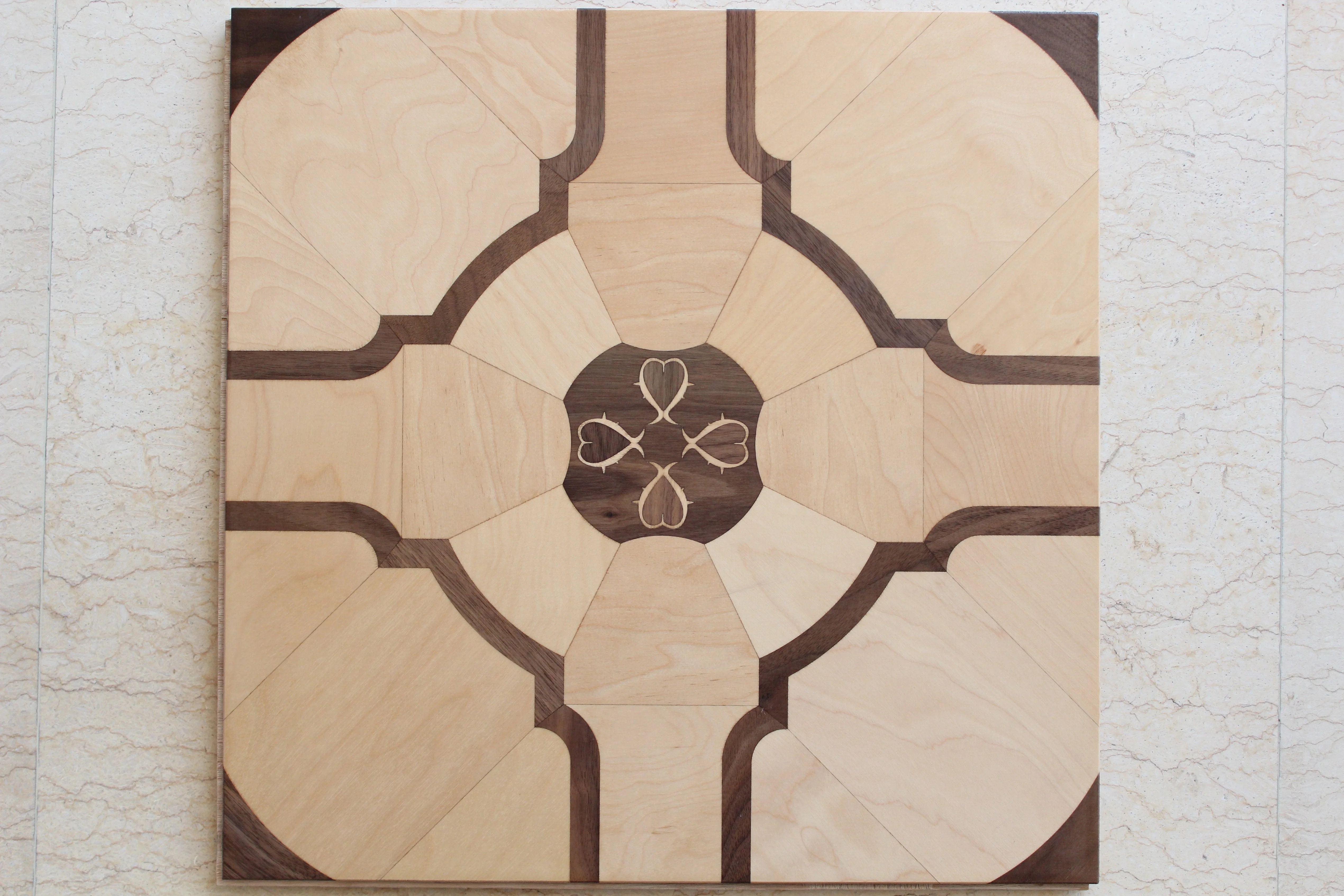 Brown Smooth Engineered Maple Wood Inlay Art Parquet Floors
