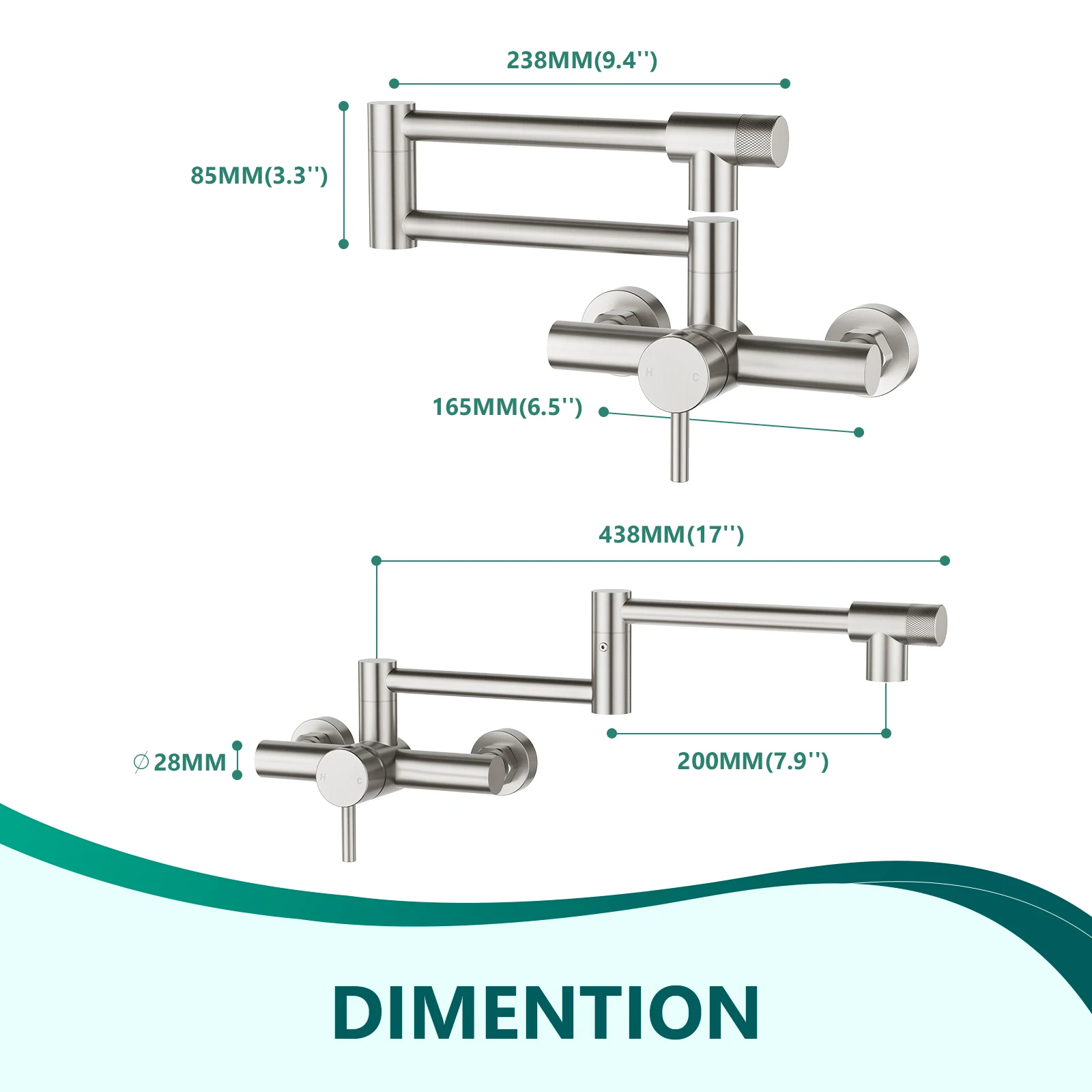 Cpuc wall hanging stainless steel foldable kitchen faucet