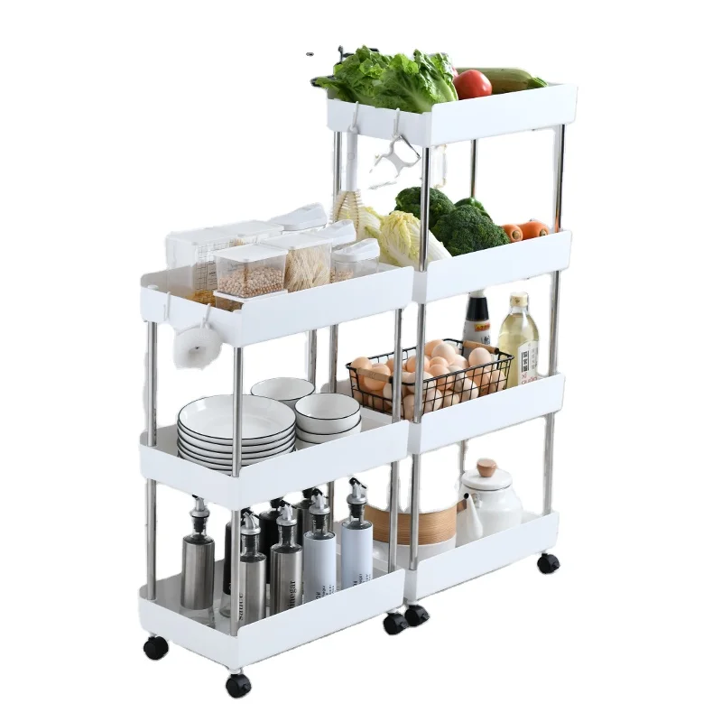 Xiangyu Plastic storage racks 4 layers shelf used at gap Narrow space shelving Bathroom shelving