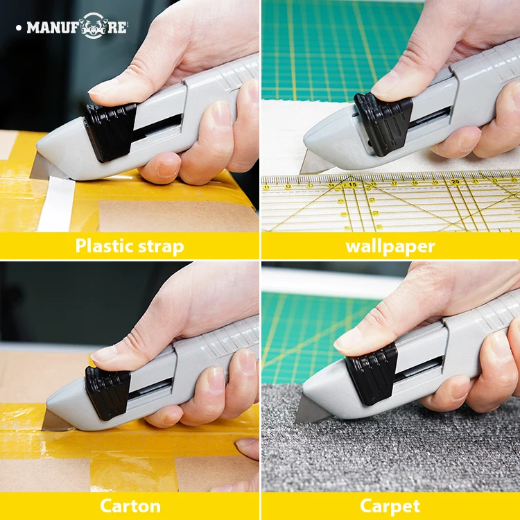 Auto Retractable Quick-Change Sliding blade box cutter zinc alloy utility knife heavy duty handle safety knife