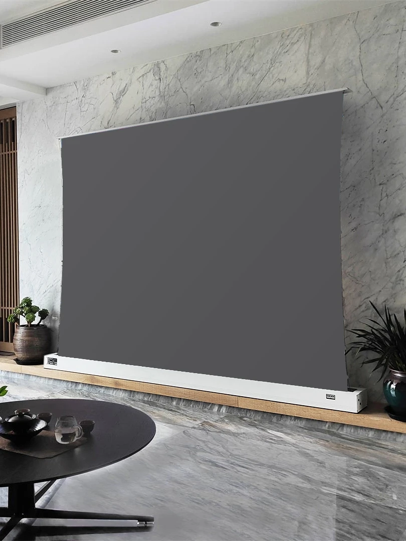 135 inch motor floor rising projector screen ultra short throw ambient light rejecting ALR projection screen for 4k laser tv