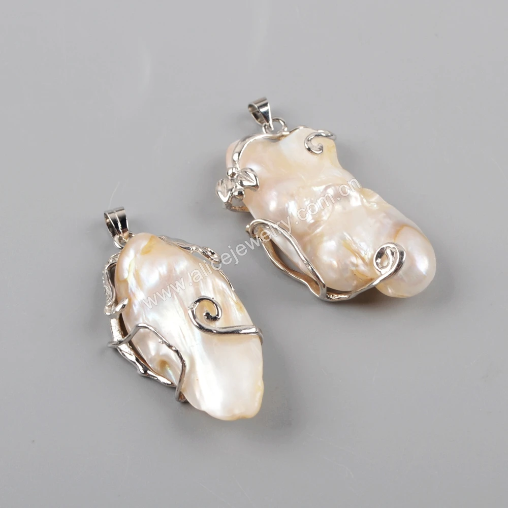 WX1204 Silver pearl pendant baroque pearl pendant charms jewelry