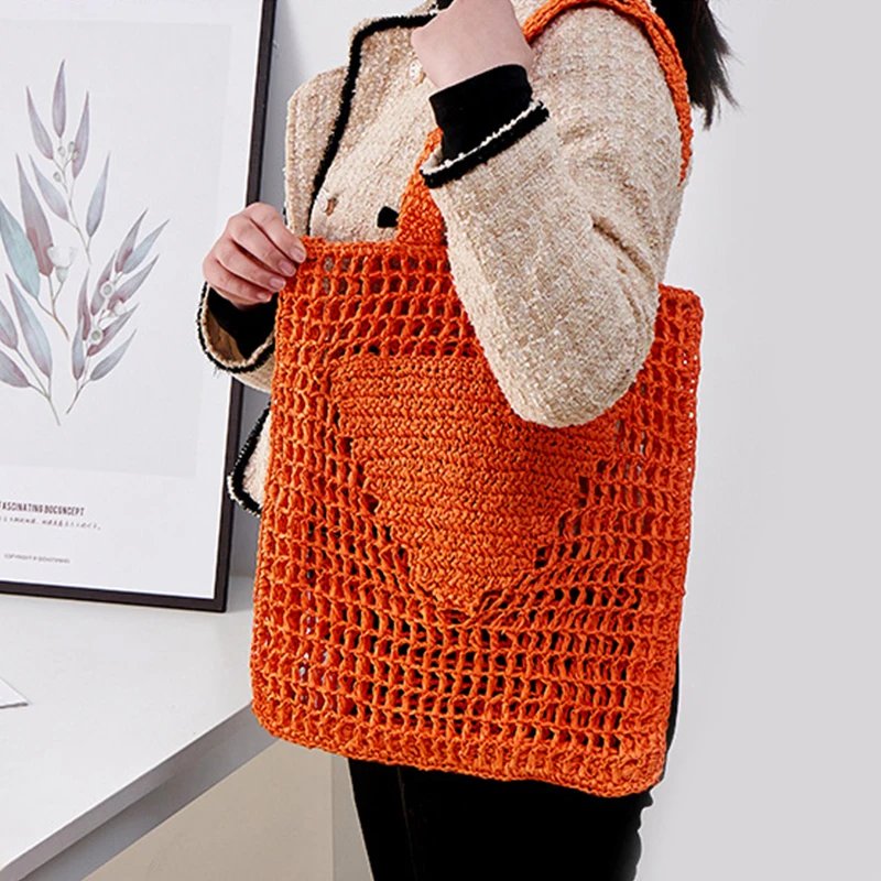 New Arrival Fresh Woven Handbags Creative Handmade Travel Girls Raffia Women Straw Bags Tote Summer Mesh Beach Bag