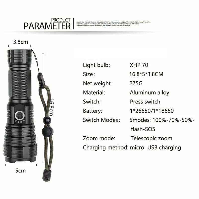  Мощные Масштабируемые светодиодные фонарики XHP70.2 фонарь с аккумулятором и дисплеем зарядка через USB другое оборудование для