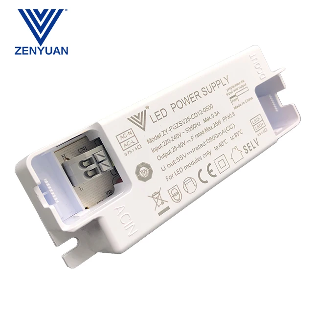 ZENYUAN Constant Voltage 25W 27W 30W 36W 42W 220-240V AC 24V 39V DC IP20 Single Output  Thin Led Power Supply Transformer Driver